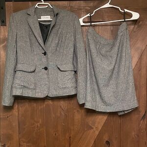 Calvin Klein Charcoal Blazer and Skirt set Ensemble
